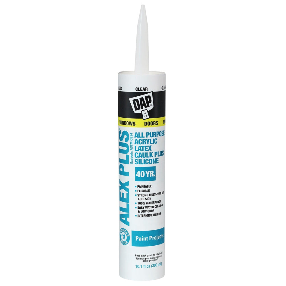 DAP Alex Plus Paintable Latex Caulk (10.1oz, Clear)