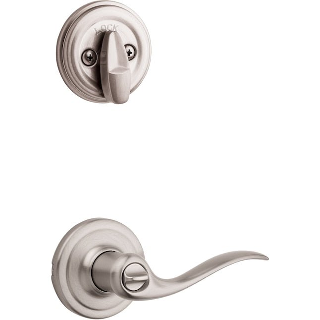 Kwikset Signatures Tustin Satin Nickel Smartkey Einzylinder-Riegel-Universal-Türgriff-Kombipaket mit Schlüssel