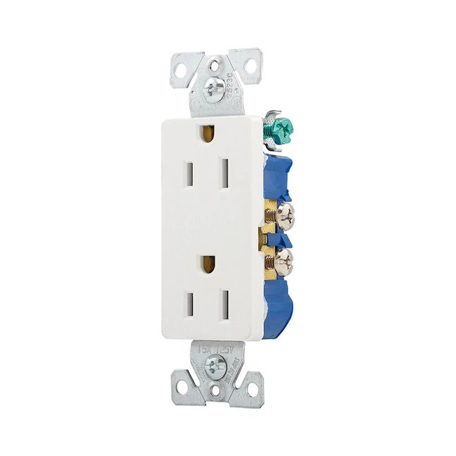 Eastman 15-Amp DECO Duplex Receptacle – White