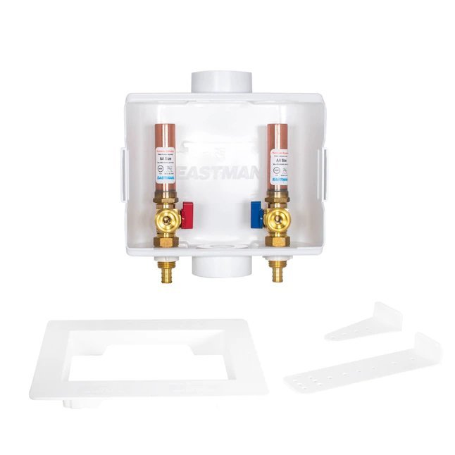 Eastman Center Drain Washing Machine Outlet Box with Hammer Arrestors – 1/2 in. Crimp PEX