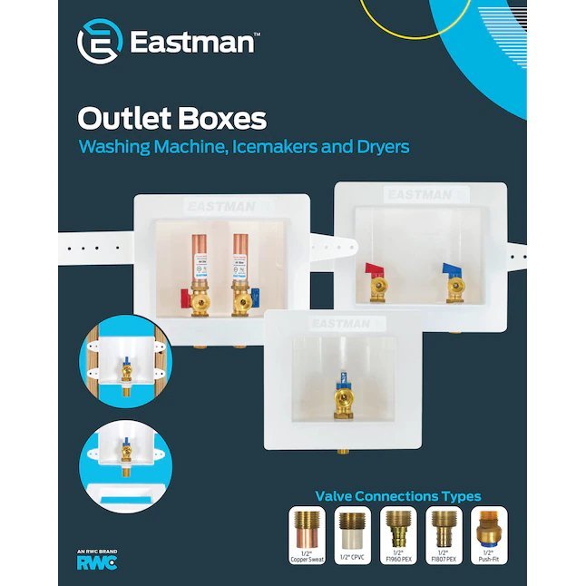 Eastman Double Drain Washing Machine Outlet Box 1/2 in. Sweat