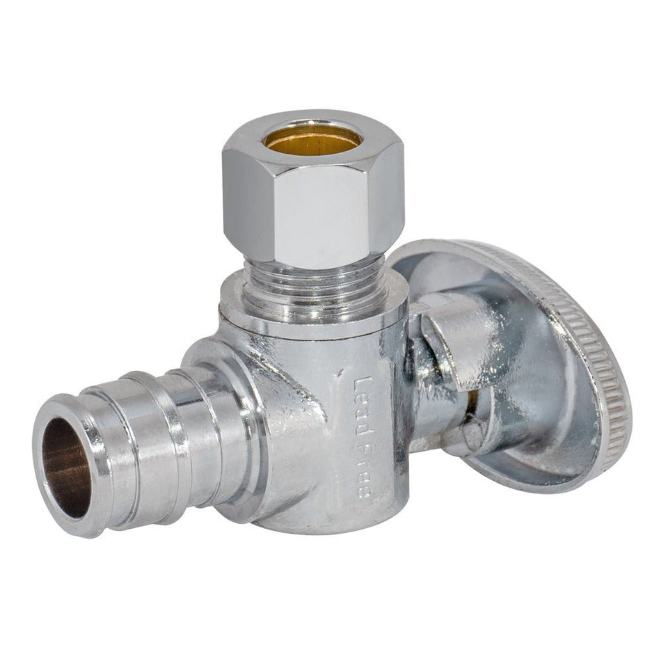 Eastman 1/4-Turn Angle Stop Valve – 1/2 in. Expansion PEX x 3/8 in. OD Comp