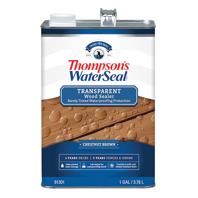 Thompson's WaterSeal Signature Series Tinte y sellador para madera exterior transparente marrón castaño preteñido (1 galón)