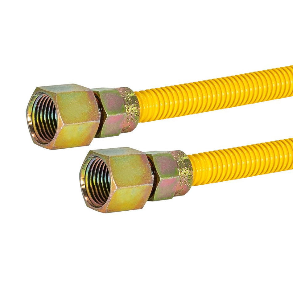 Conector de gas de acero inoxidable con revestimiento de epoxi amarillo Eastman de 1/2 ″ OD (48 "de largo)