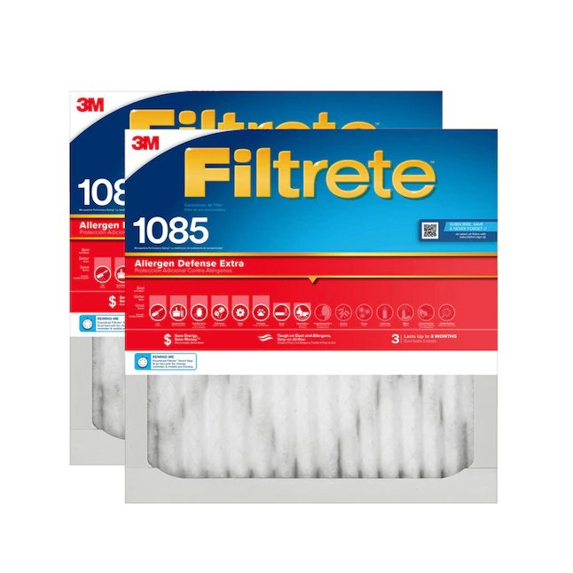 Filtrete 18-in W x 18-in L x 1-in 11 MERV 1085 MPR Allergen Defense Extra Electrostatic Pleated Air Filter (2-Pack)