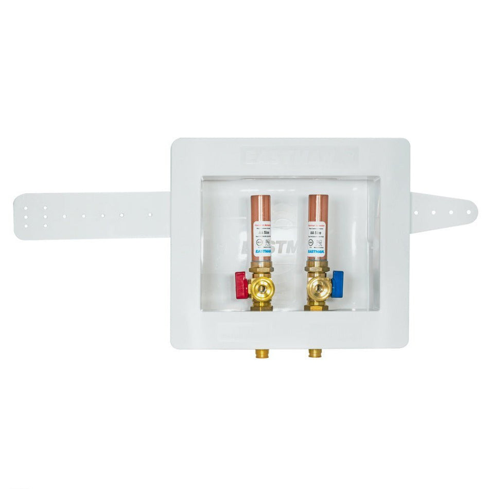 Eastman Dual Drain Washing Machine Outlet Box with Hammer Arrestors – 1/2 in. Expansion PEX