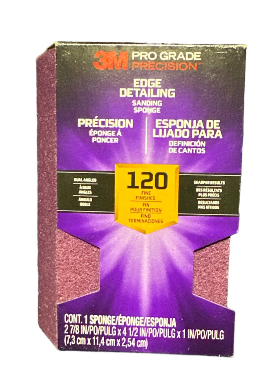 3M Dual Angled Pro Grade Precision 120-Grit Fine Sanding Sponge