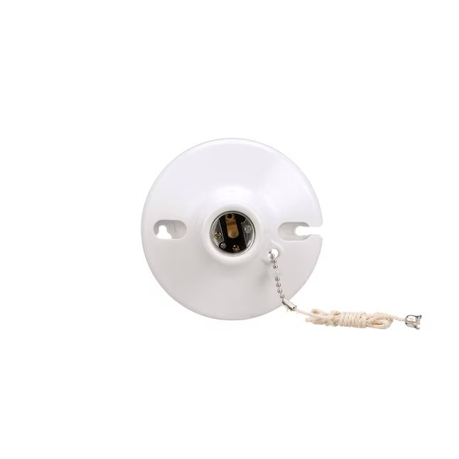 Eaton 660-Watt Porcelain Pull Chain Ceiling Socket, White