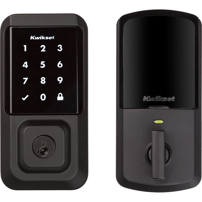 Kwikset Halo Mattschwarz, Wi-Fi-Kompatibilität, Einzelzylinder-Smartkey, elektronischer Riegel, beleuchtete Tastatur, Touchscreen-Smart-Schloss