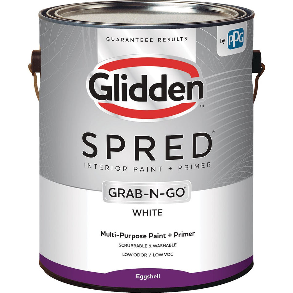 Pintura interior Glidden Spred + imprimador Grab-N-Go White Eggshell 1 galón