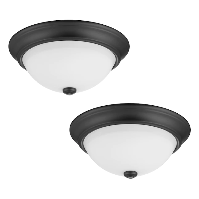 Project Source 2-Light 13-in Gloss Bronze Flush Mount Light (2-Pack)