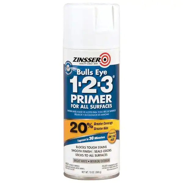 Ojo de buey 1-2-3 13 oz. Imprimador y sellador en aerosol blanco para interiores/exteriores a base de aceite