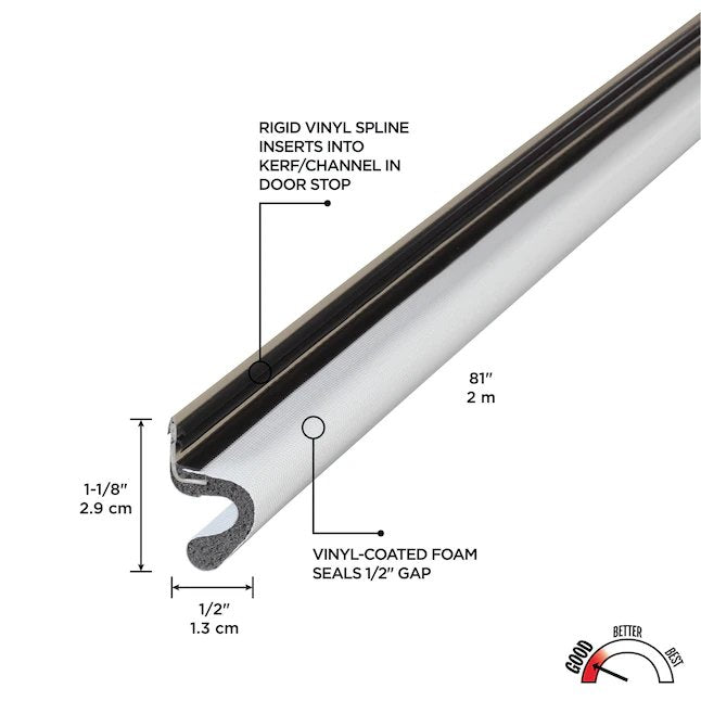 M-D 6-3/4-ft x 1-1/8-in White Top and Sides Replacement Seal Vinyl/Foam Door Weatherstrip