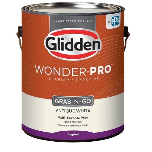 Glidden Wonder Pro Grab-N-Go Interior/Exterior,  Eggshell (Antique White, 1-Gallon)