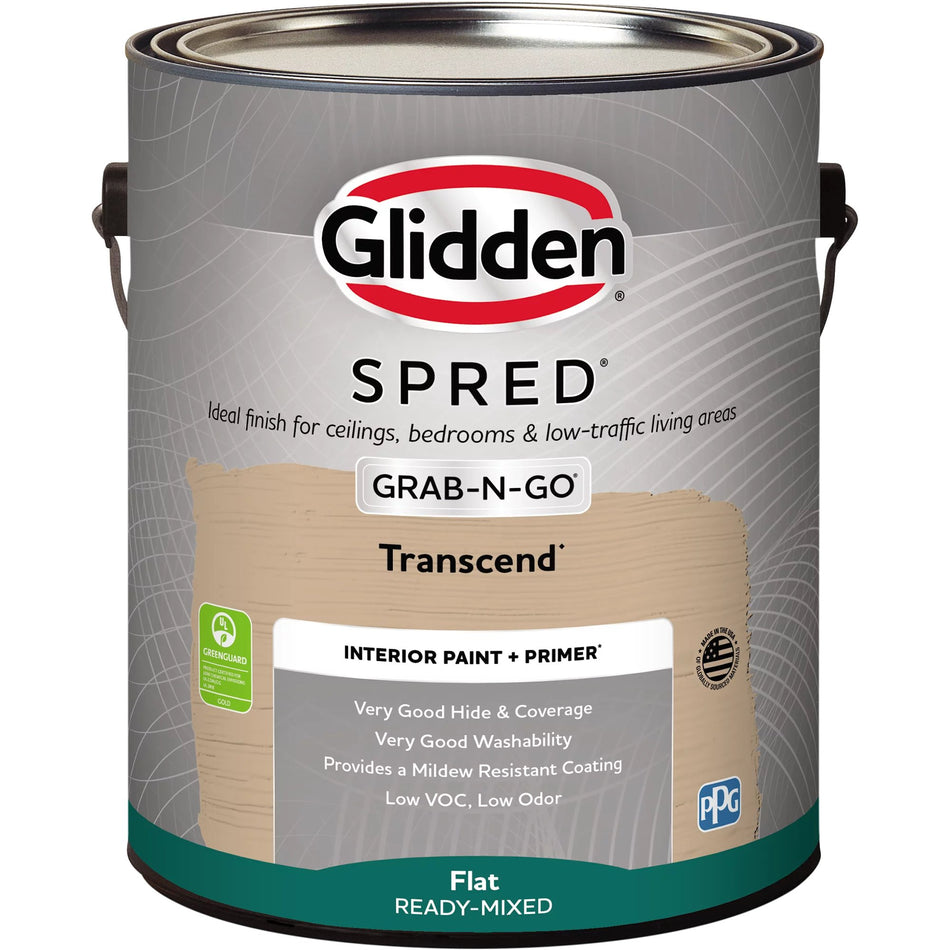 Glidden Spred Grab-N-Go Interior Paint And Primer, Flat (Transcend, 1-Gallon)