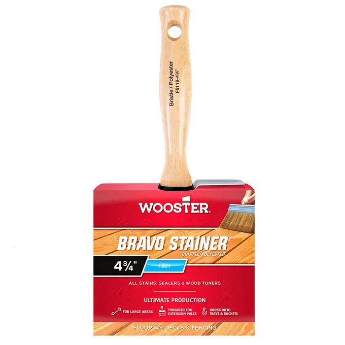 4-3/4″ Wooster F5119 Bravo Stainer Bravo Stainer White China Bristle Stain Brush, para todas las pinturas