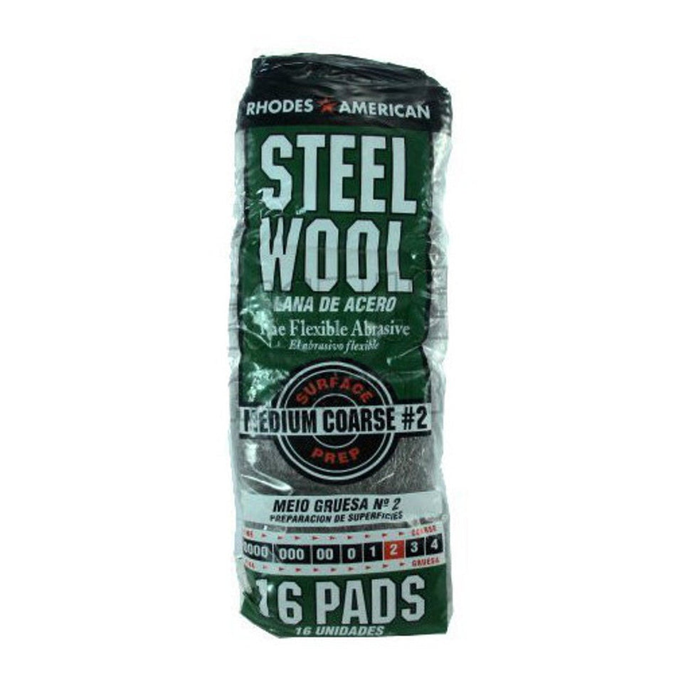 Homax Medium Coarse Grade #2 Steel Wool - (16 Pads)