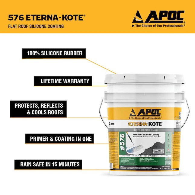 APOC Eterna-Kote 4.75-Gallon White Silicone Reflective Roof Coating (Limited Lifetime Warranty)