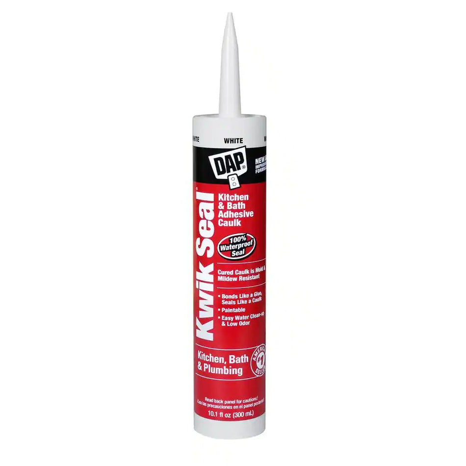 Dap 18032 Kwik Seal Masilla adhesiva para cocina y baño, 10.1 oz - Blanco