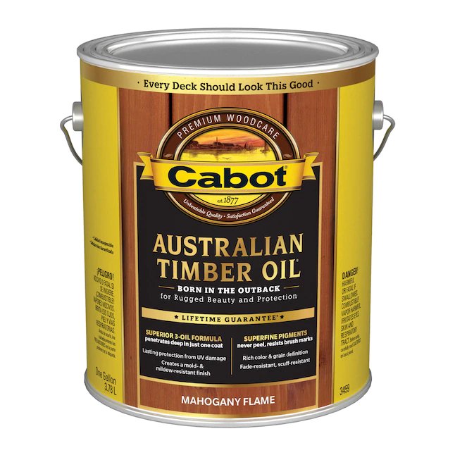 Cabot  Australian Timber Oil Pre-tinted Mahogany Flame Transparent Exterior Wood Stain and Sealer (1-Gallon)