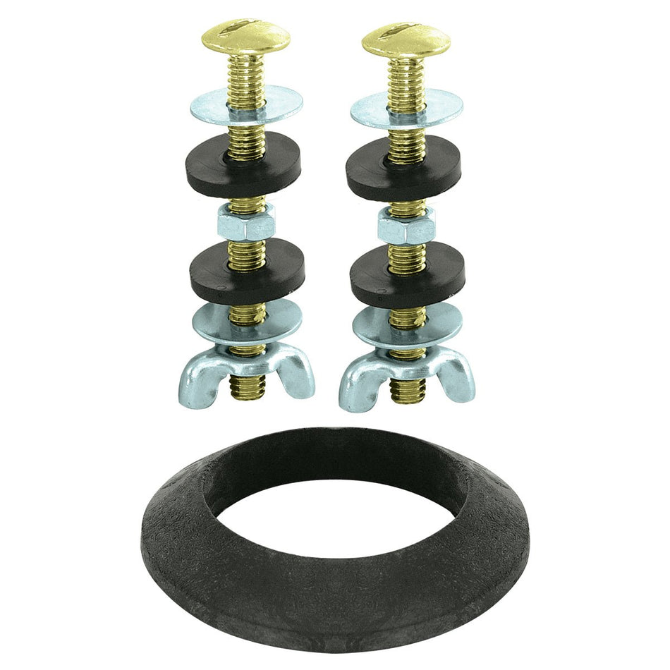 EZ-FLO Toilet Tank-To-Bowl Bolt Set with gasket - 5/16" x 3" Round-Head Bolts