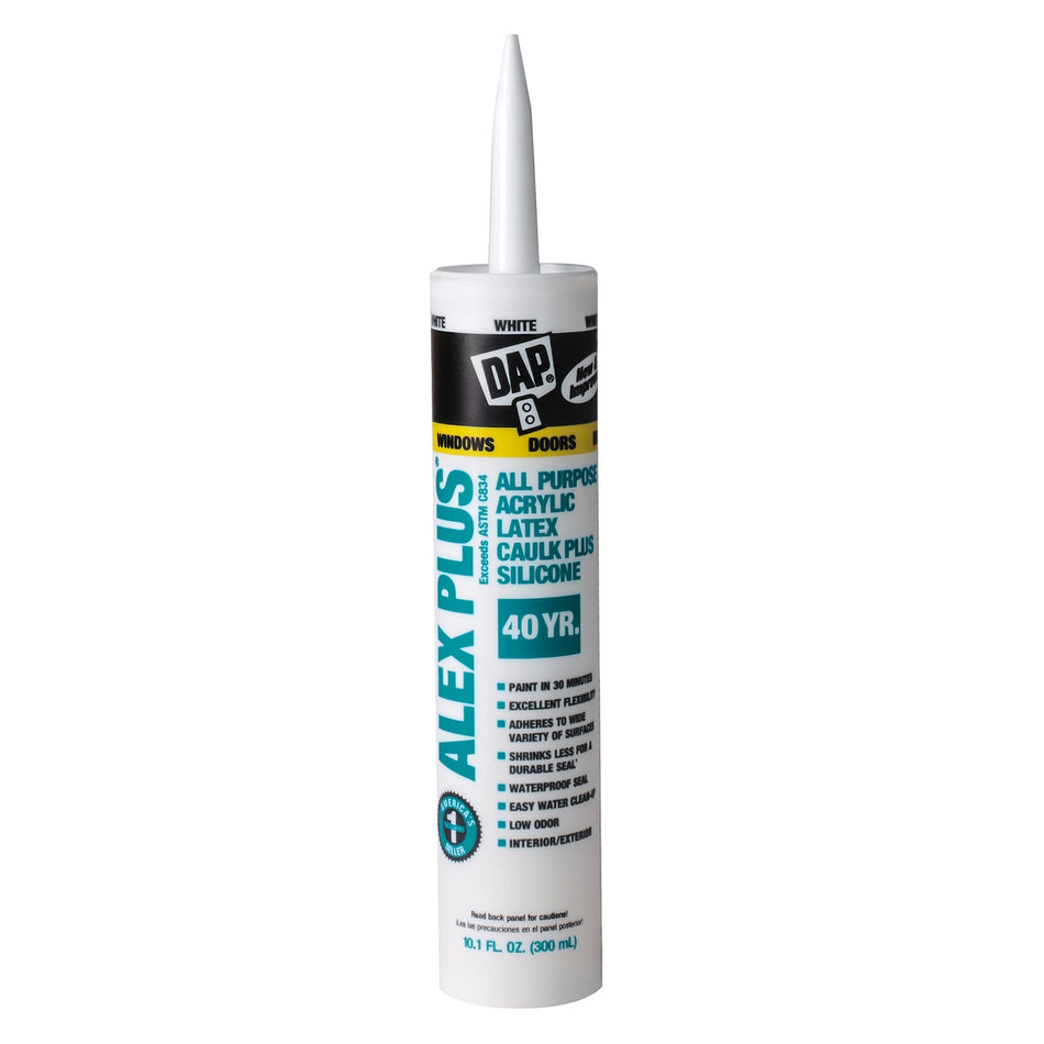 DAP Alex Plus Paintable Latex Caulk (10.1oz, White)