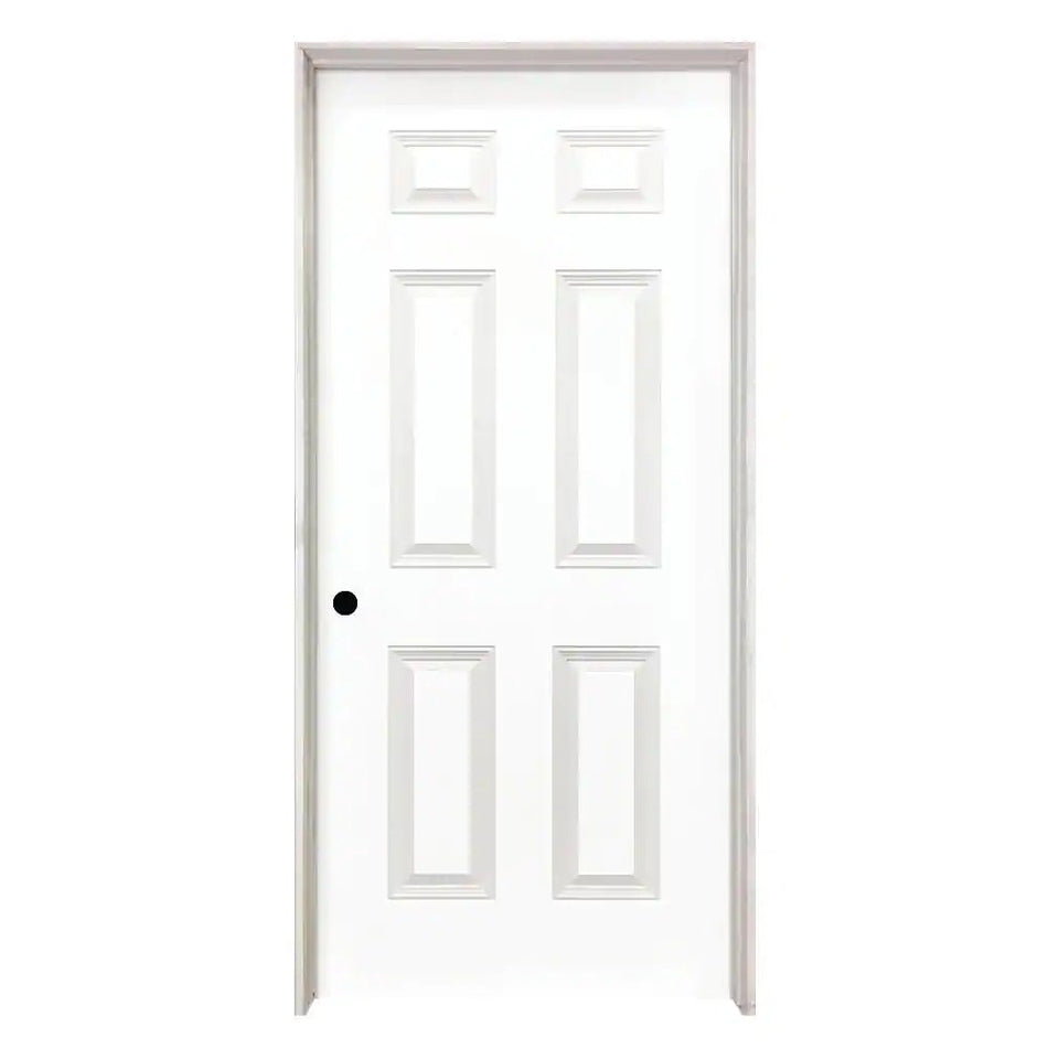 30 in. x 80 in. Right-Handed 6-Panel Textured Hollow Core White Primed Composite Single Prehung Interior Door