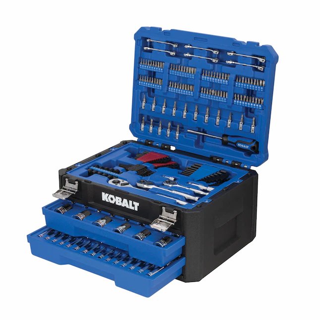 Kobalt  257-Piece Standard (SAE) and Metric Polished Chrome Mechanics Tool Set (1/4-in; 3/8-in; 1/2-in) with Hard Case