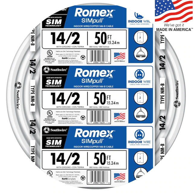 Southwire Romex SIMpull 50-ft 14 / 2 Solid Indoor Non-Metallic Wire