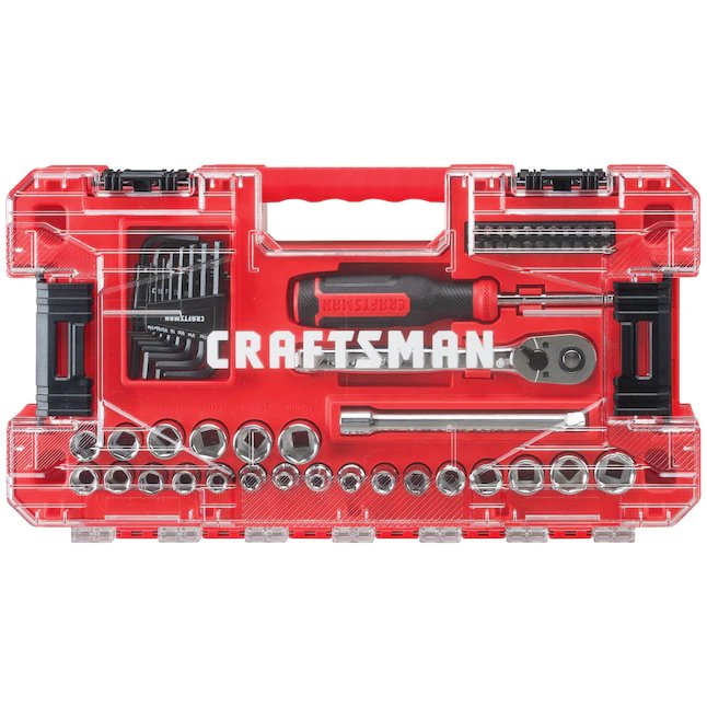 CRAFTSMAN  63-Piece Standard (SAE) and Metric Combination Chrome Mechanics Tool Set (3/8-in) with Hard Case