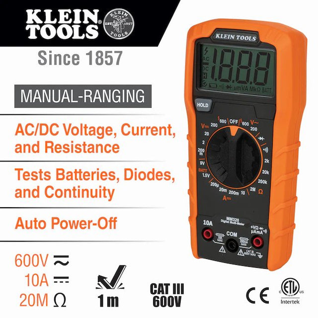 Probador de receptáculos LCD sin contacto Klein Tools Medidor especializado 10 amperios 600 voltios 