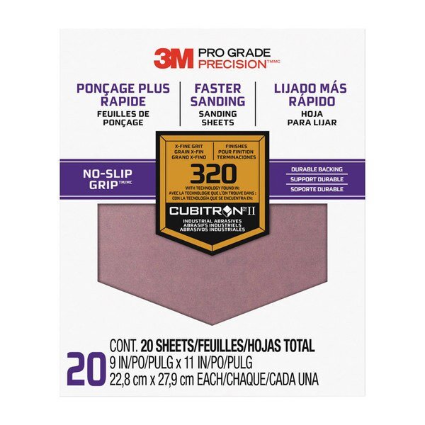 3M 9" x 11" (Körnung 320) Pro Grade Precision Faster Schleifblätter (20 Stück)