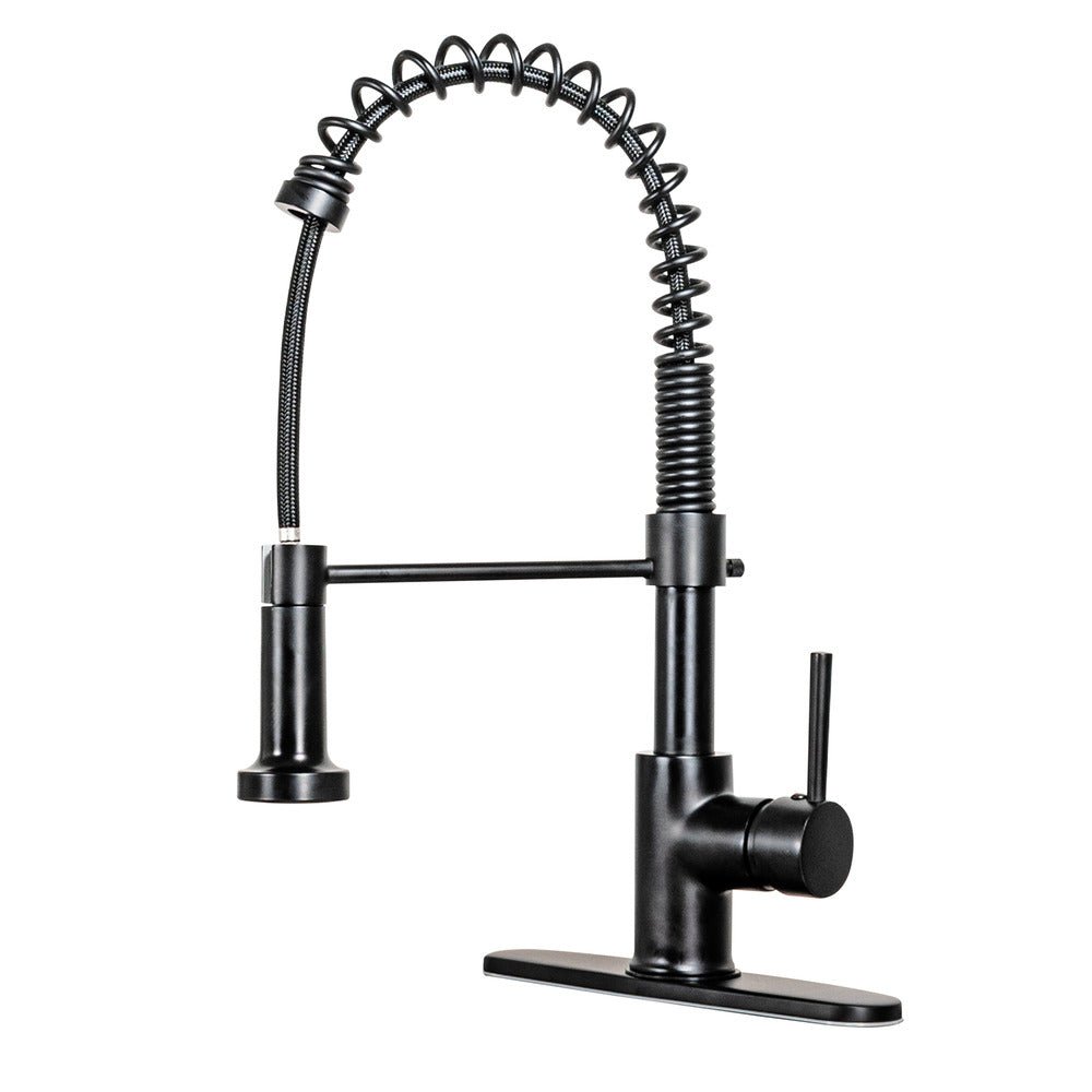 EZ-FLO Matte Black Kitchen Faucet with Pre-Rinse Sprayer – Kitchen Series