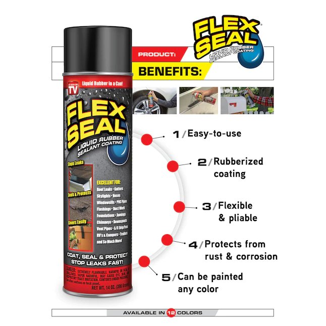 Flex Seal Revestimiento de goma impermeable en aerosol blanco de 14 onzas líquidas