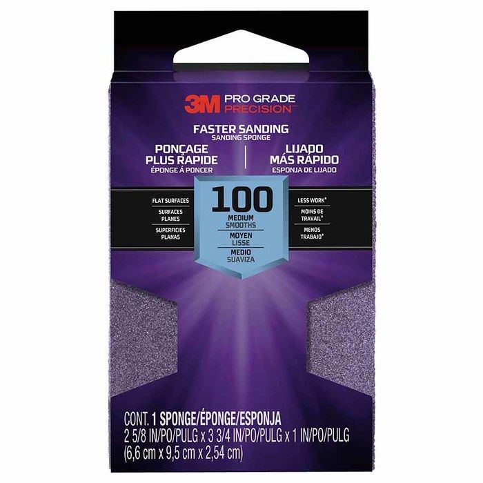 Esponja de bloque de lijado 3M Pro Grade Precision Faster, mediana, grano 100