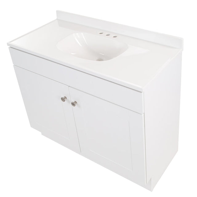 Project Source 36-in White Single Sink Bathroom Vanity with White Cultured Marble Top