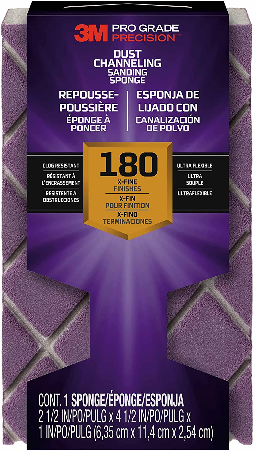 Esponja para lijar canalizadora de polvo 3M Pro Grade Precision™, fina, grano 180