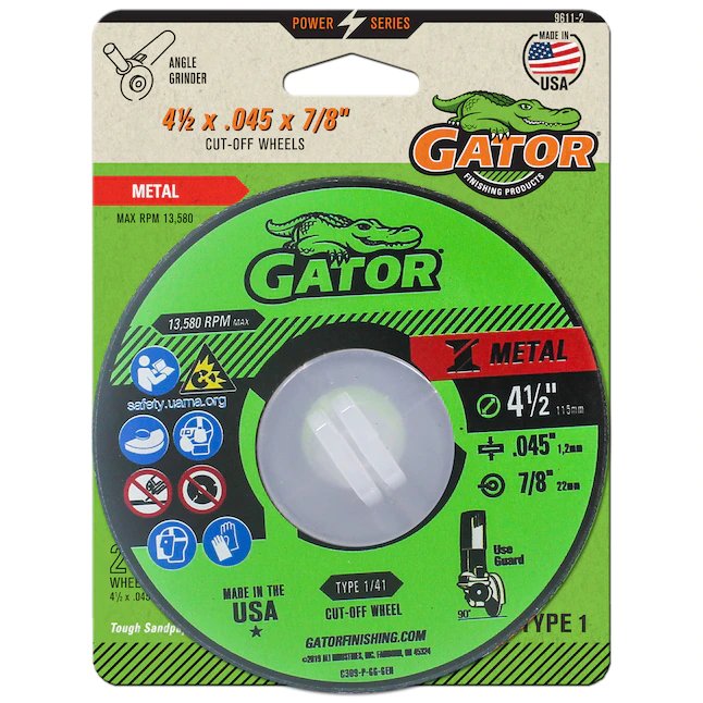 Gator 2er-Pack Aluminiumoxid 4,5-Zoll-Trennscheibe