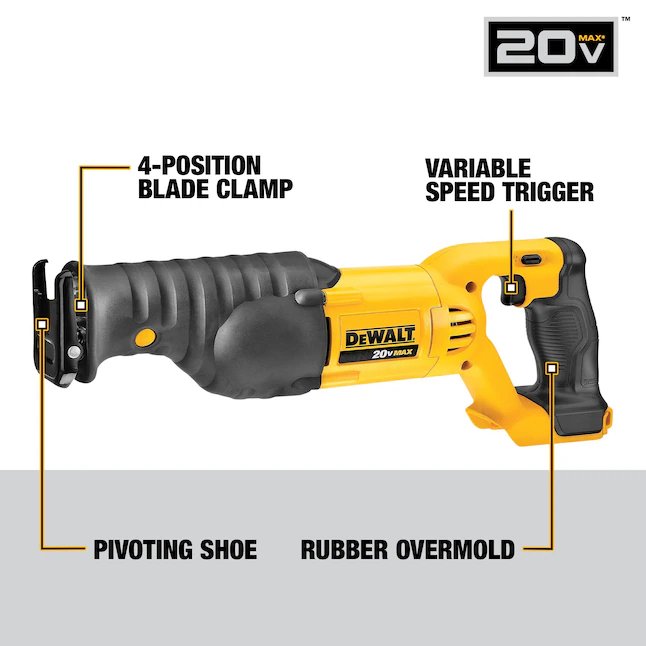 DeWalt 20-Volt-Akku-Säbelsäge mit maximaler variabler Geschwindigkeit (nur Werkzeug)