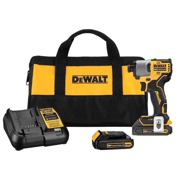 DeWalt Bürstenloser 20-Volt-Max-1/4-Zoll-Bürstenloser Akku-Schlagschrauber mit variabler Geschwindigkeit (2 Batterien im Lieferumfang enthalten)