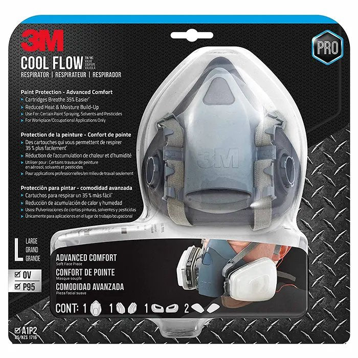 Large 3M 7513PA1-A Tekk Protection Cool Flow Professional Paint Respirator