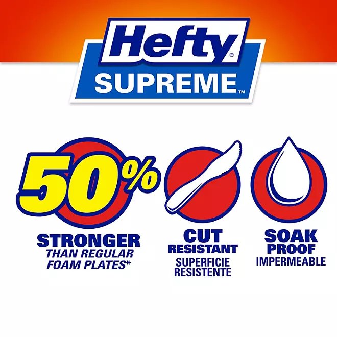 Hefty Supreme Foam Disposable Lunch Plates, 8 7/8" (250 ct.)