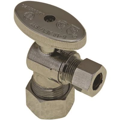 DuraPro 5/8 in. O.D. Compression x 3/8 in. OD Compression Lead Free Quarter-Turn Angle Stop