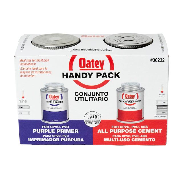 Oatey Handy Pack Cemento e imprimación para todo uso, morado y transparente, de 8 onzas líquidas