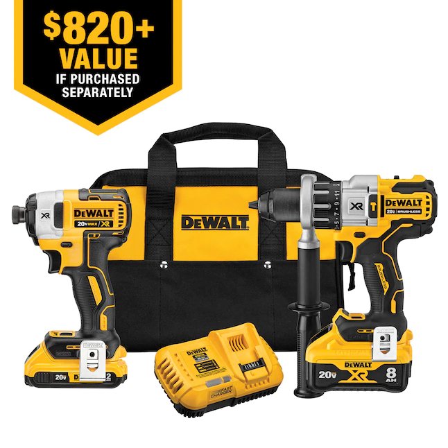 DeWalt Power Detect XR POWER DETECT 2-Werkzeug-20-Volt-Max-Brushless-Elektrowerkzeug-Kombi-Kit mit Softcase (2 Akkus und Ladegerät im Lieferumfang enthalten)