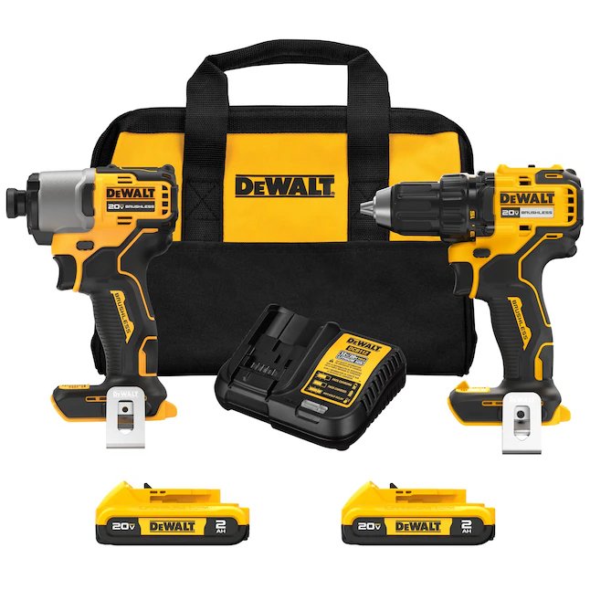 DeWalt 20V MAX 2-Werkzeug-Kombi-Set für bürstenlose Elektrowerkzeuge mit Softcase (2 Akkus und Ladegerät im Lieferumfang enthalten)