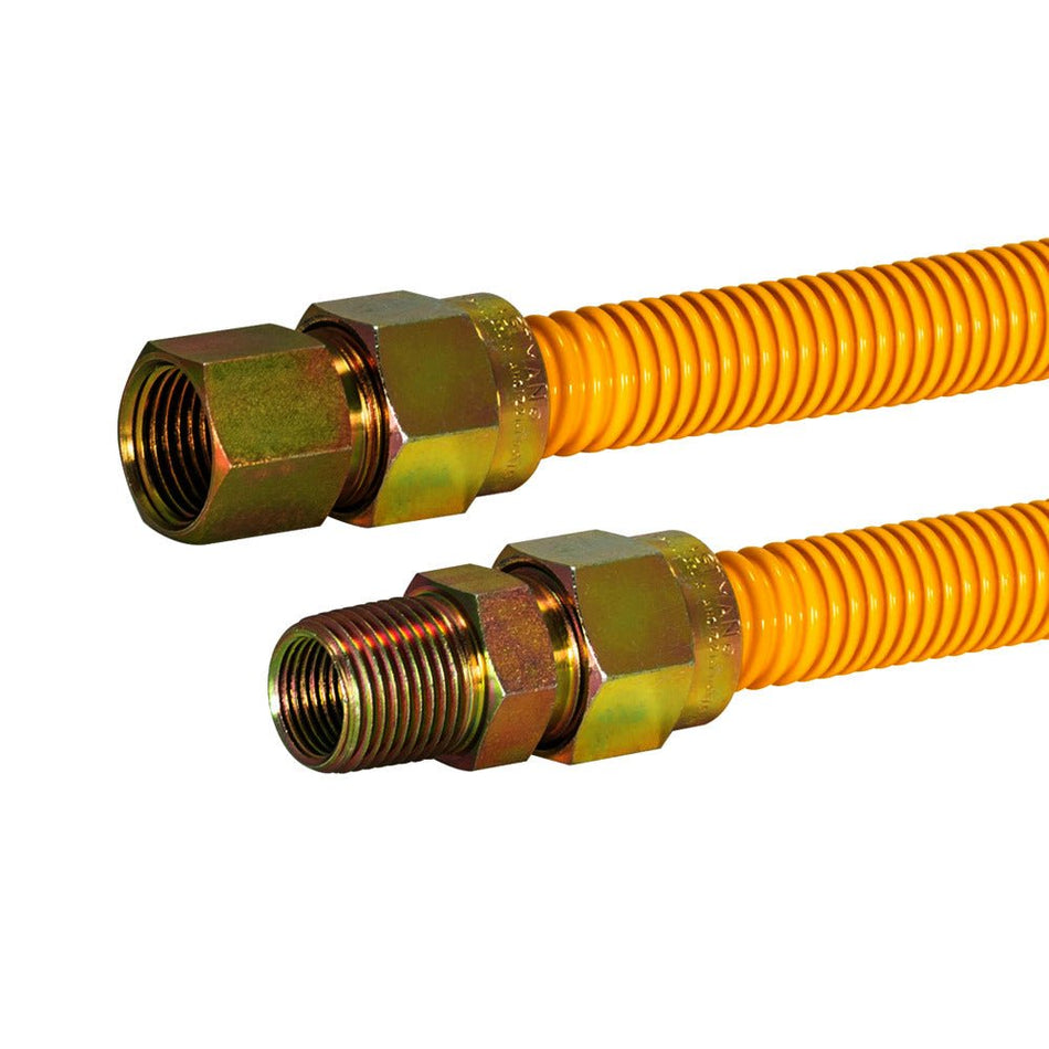 Conector de gas de acero inoxidable con revestimiento de epoxi amarillo de 5/8″ OD de Eastman (longitud de 18")