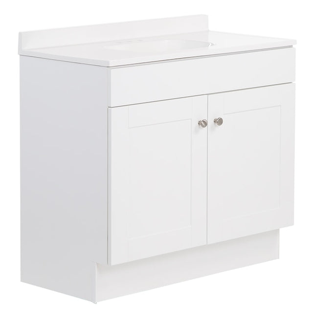 Project Source 36-in White Single Sink Bathroom Vanity with White Cultured Marble Top