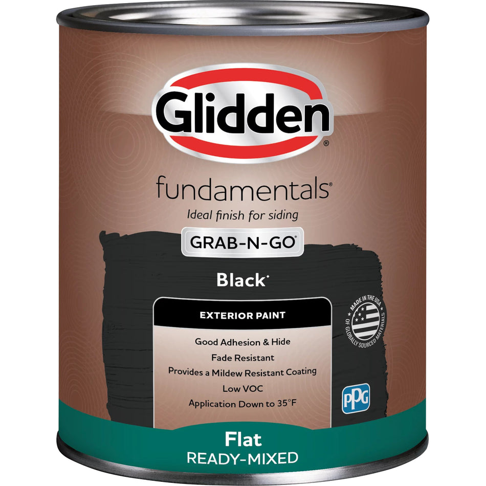 Pintura exterior Glidden Fundamentals Grab-N-Go, plana (negro, 1 galón) 