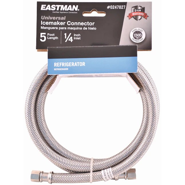 Eastman 5-ft 1/4-in Compression Inlet x 1/4-in Compression Outlet Stainless Steel Ice Maker Connector